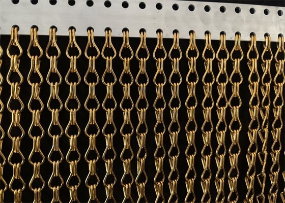 Aluminiowy kolorowy podwójny haczyk łańcuch link siatki zasłony / dekoracyjne metalowe siatki zasłony łańcuch draperia tkanina